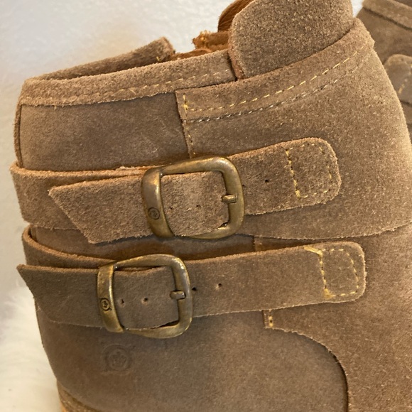 Born Brown Leather Ankle Boots with Buckle Straps Moraga Suede Boot - Picture 4 of 12